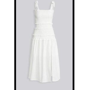 ASTR the label White Sleeveless Smocked Body Tess Midi Dress size large